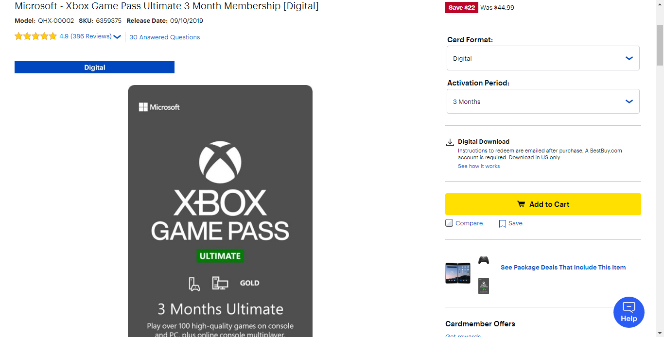 Game Pass Ultimate on the Best Buy Sale
