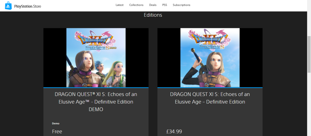 No Dragon Quest XI on the PS Store