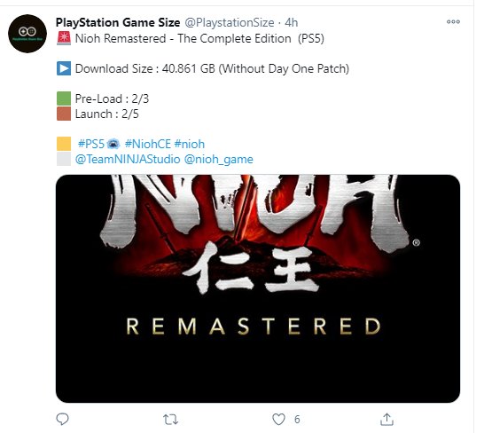Nioh Remastered Download Size