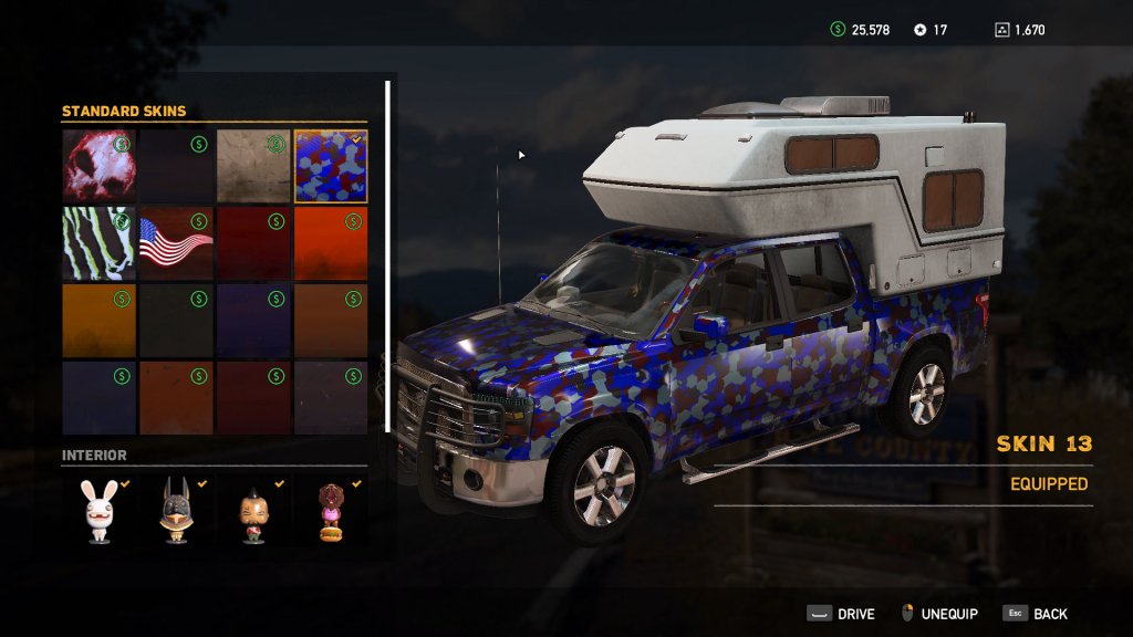 Various vehicle skins available in the game