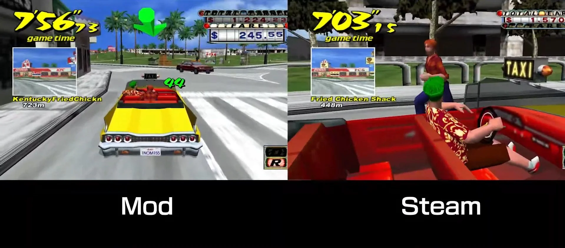 Crazy Taxi on Steam now has original Pizza Hut, KFC and FILA