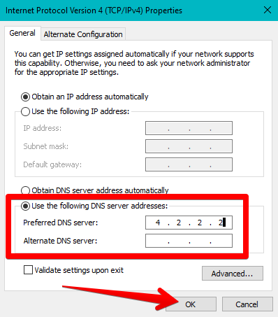 Changing the DNS Settings