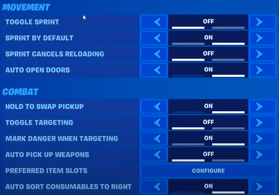 Quality of Life Controller Settings in Fortnite