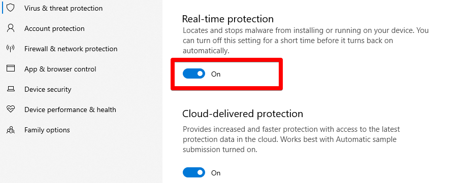 Disabling Real-Time Protection
