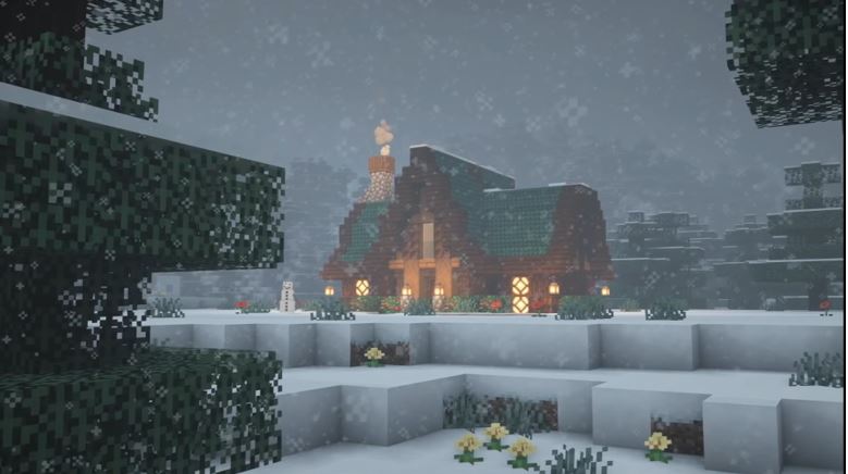 קוטג 'Minecraft בחורף
