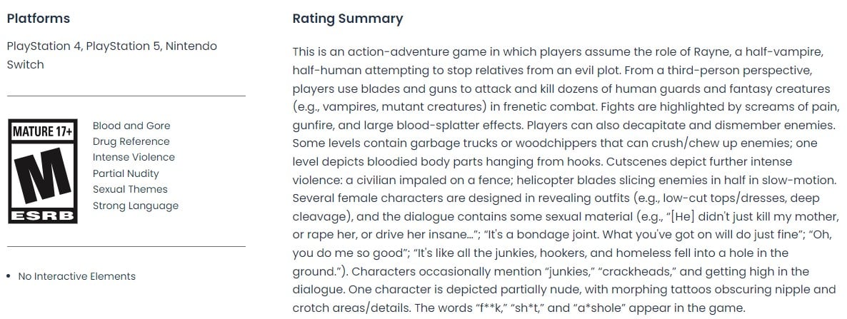 BloodRayne: ReVamped And BloodRayne 2: Revamped Rated by ESRB for PS5