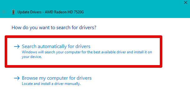 Searching Automatically to Update the Graphics Drivers