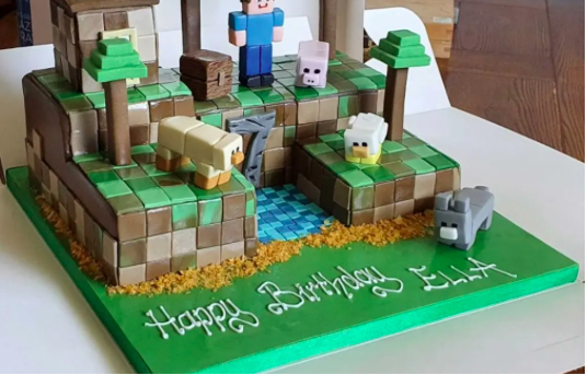 minecraft inspired cake