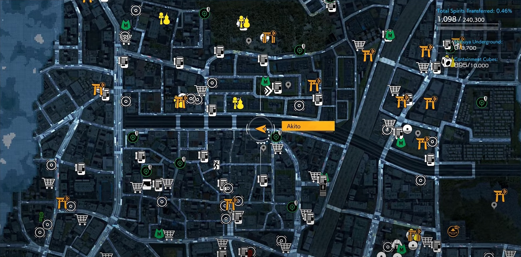 map of the Ghostwire Tokyo Jizo Statues Locations
