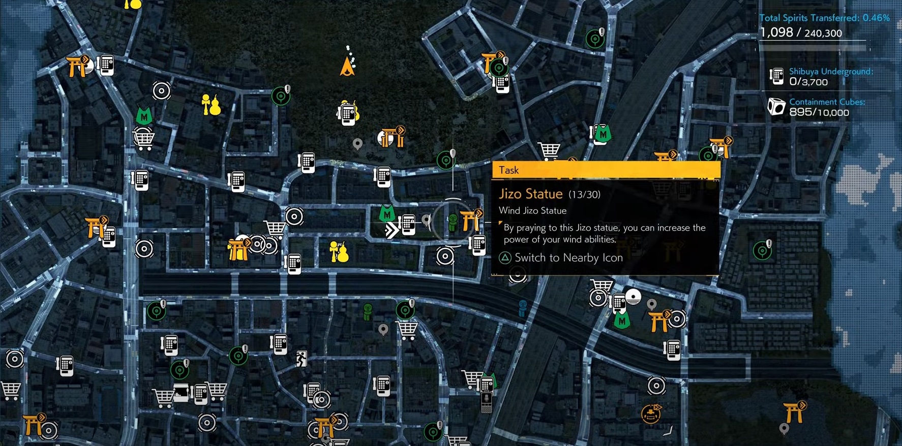 map screenshot of 19/52 Ghostwire Tokyo Jizo Statues Locations