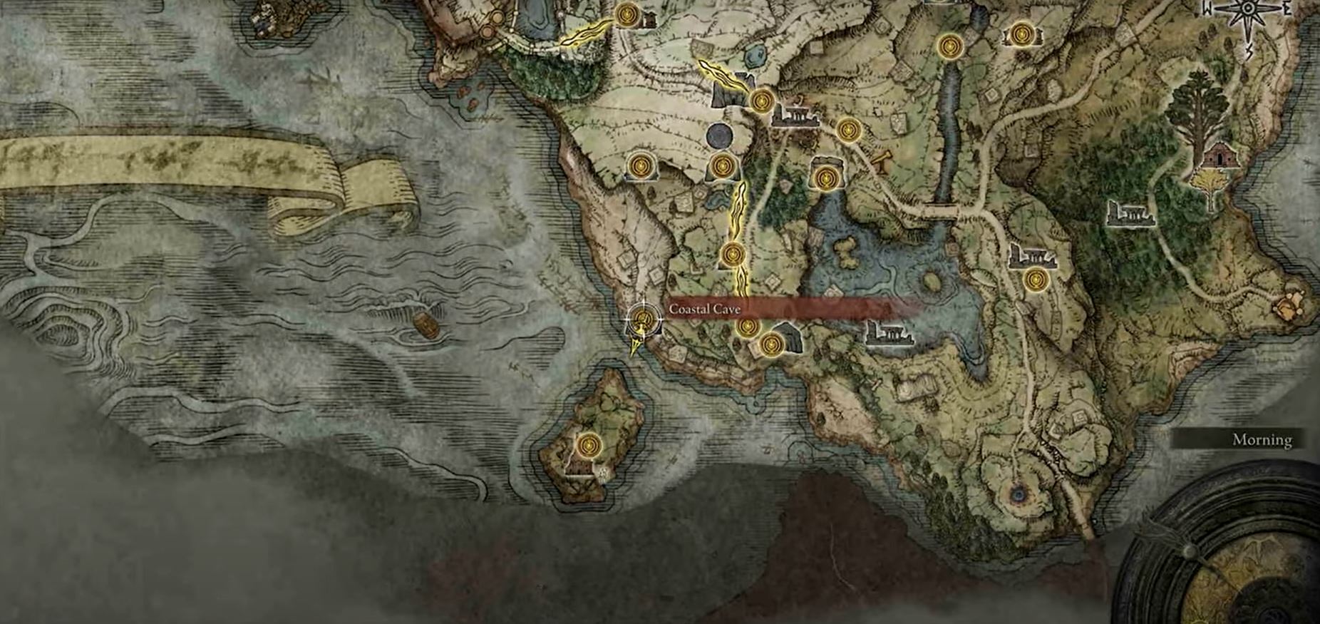 Elden Ring Rivers of Blood Build Coastal Cave Location 