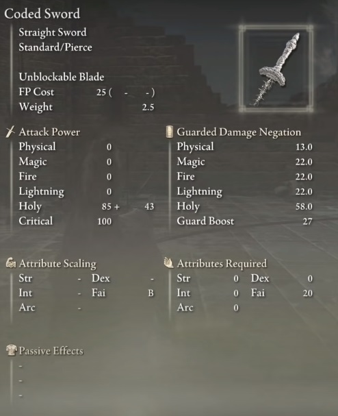 Coded Sword is perfect to deal Holy Damage.