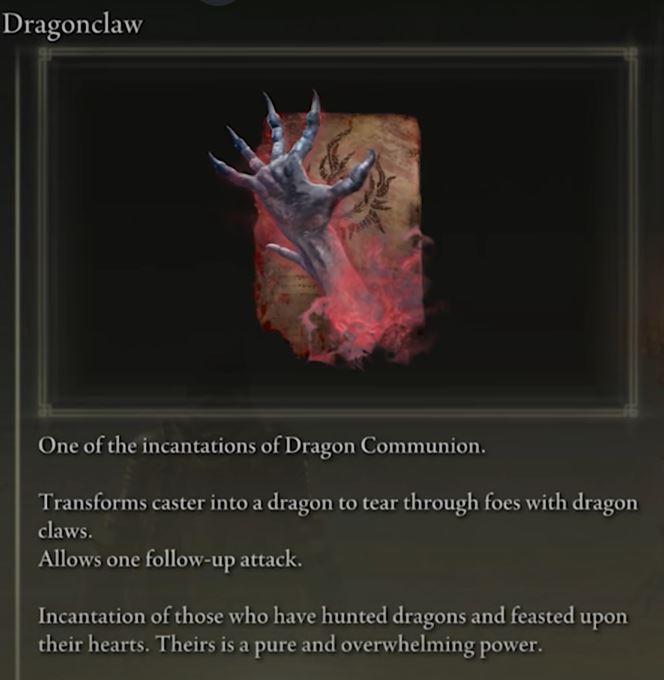 Dragonclaw Incantation for Rivers of Blood Build
