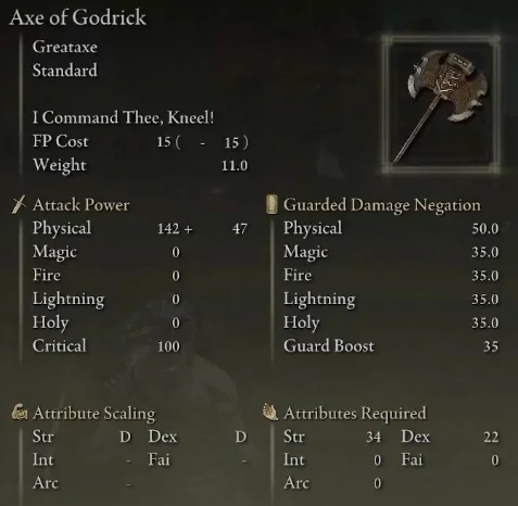 Elden Ring Strength Build Axe of Godrick