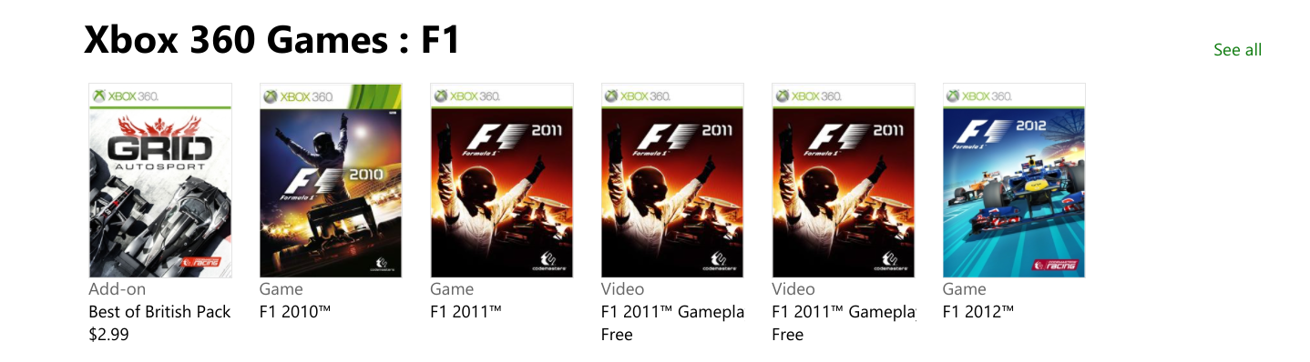 F1 Games on the Microsoft Store