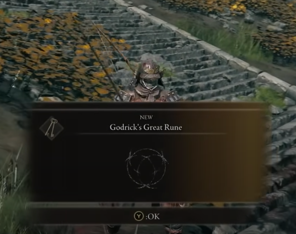 Elden Ring Godrick's Great Rune accuired at its location.