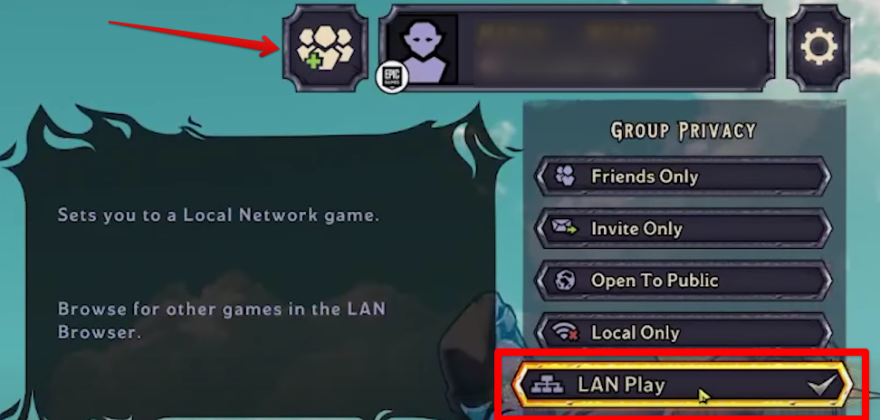 Selecting the "LAN Play" Option and Clicking on "Edit Group"