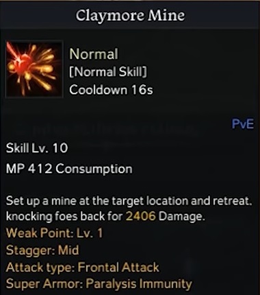 Claymore Mine in Lost Ark Sharpshooter Build.
