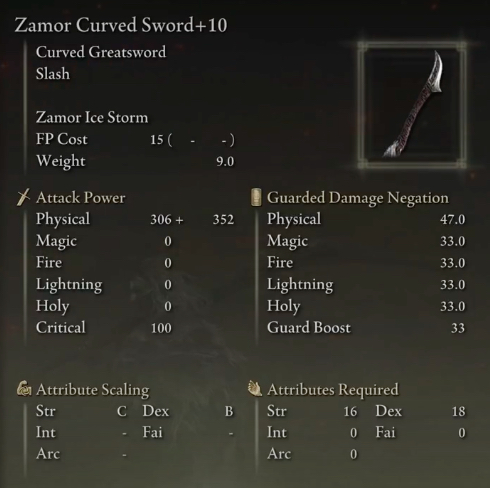 Elden Quality Build Zamor's Curved Sword