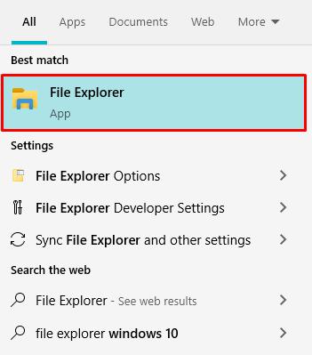 Opening the "File Explorer" App on Windows 10
