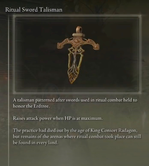 Elden Ring Ritual Sword Talisman
