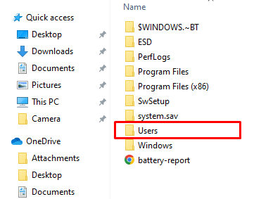 Selecting the "Users" Folder
