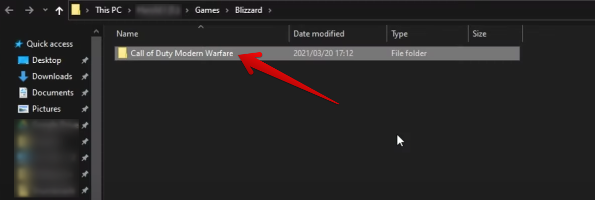 Deleting the Call of Duty Modern Warfare Folder on PC