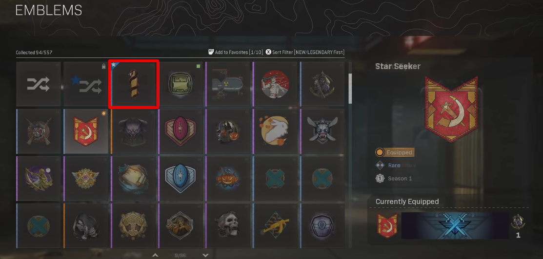 Selecting an Emblem in Warzone