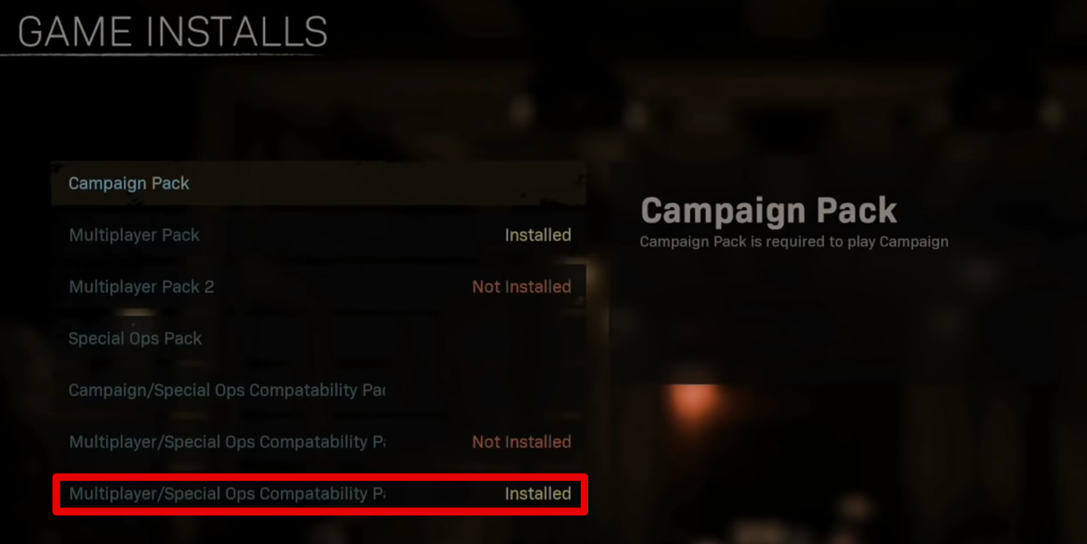 Uninstalling the Compatibility Pack 2 In-Game