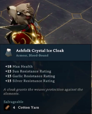 V Rising Ashfolk Crystal Ice Cloak