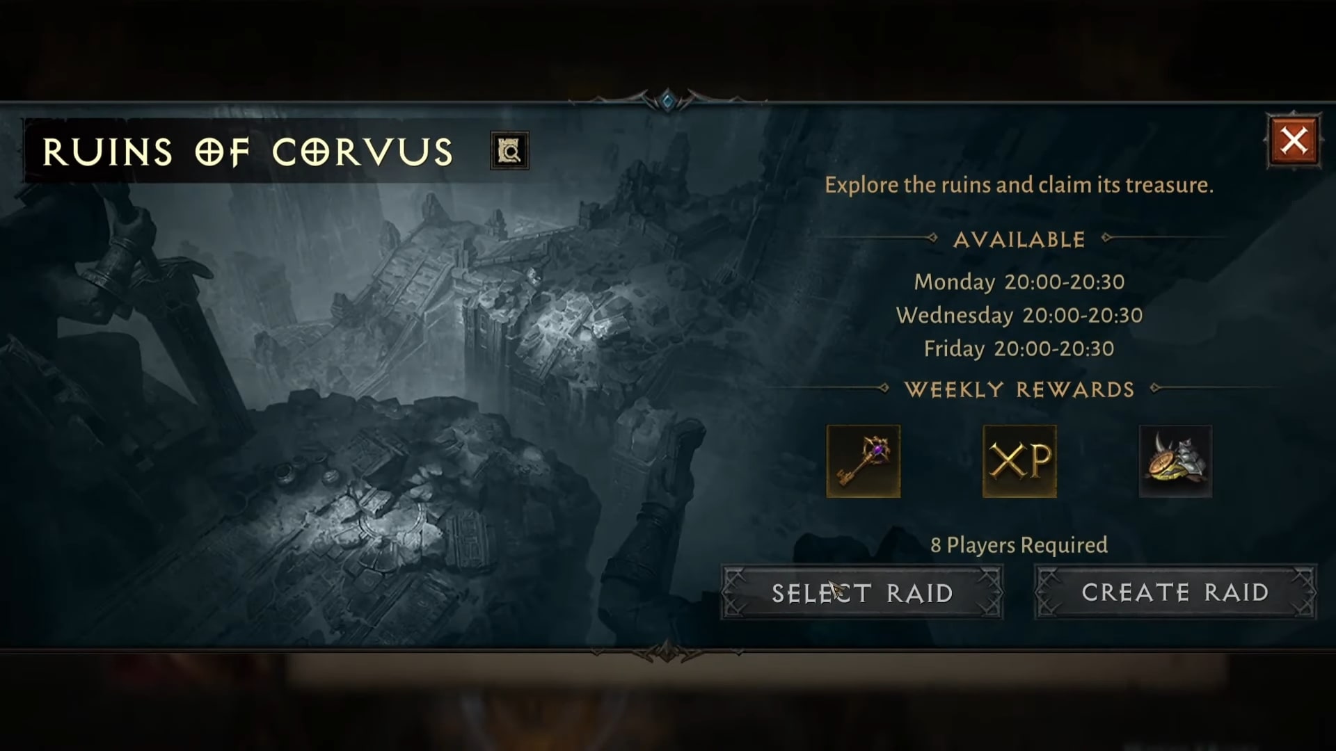The timings for Ruins of Corvus