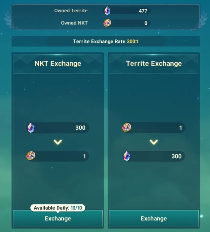 Territe-token exchange
