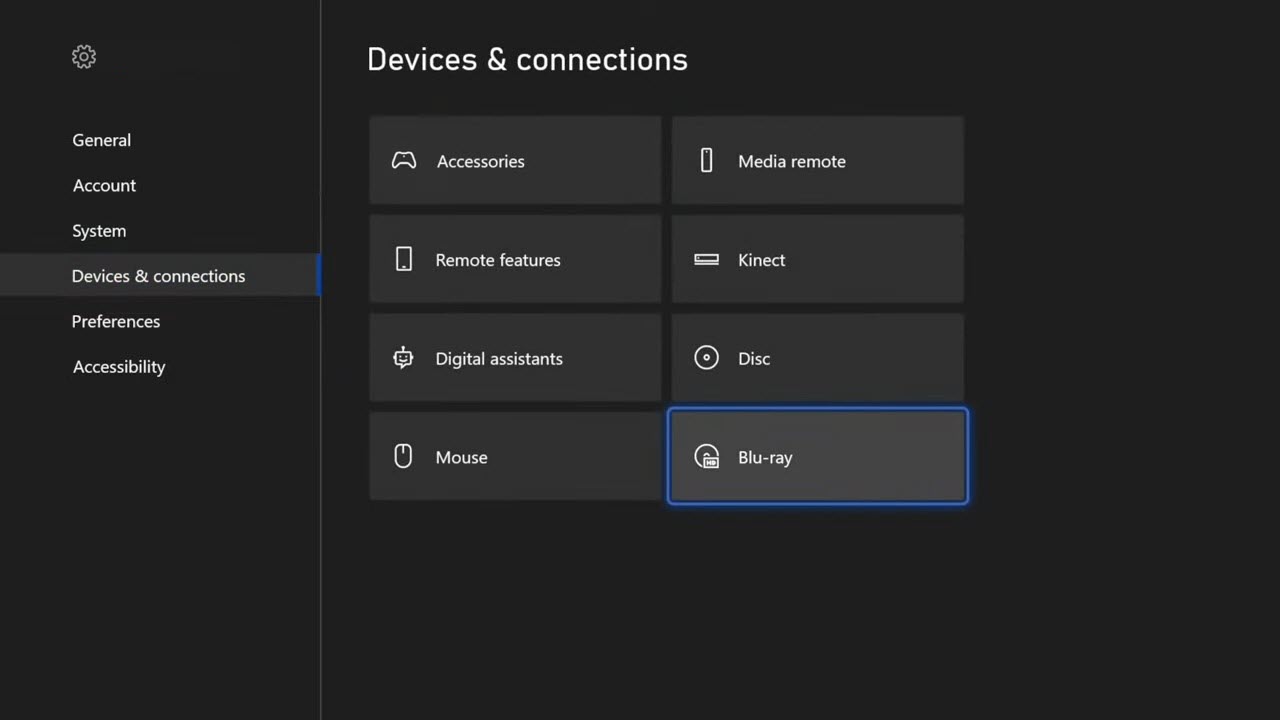 xbox Devices & Connections page