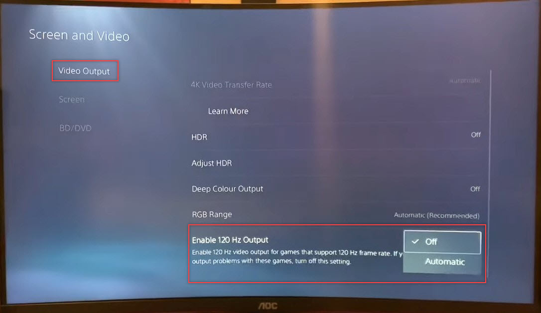 ps5 warzone disable 120 HZ