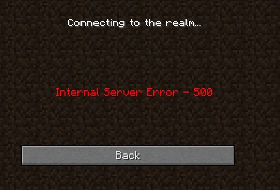 internal server error minecraft realms