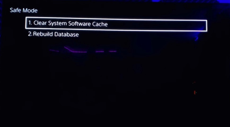 PS5 safe mode clear cache