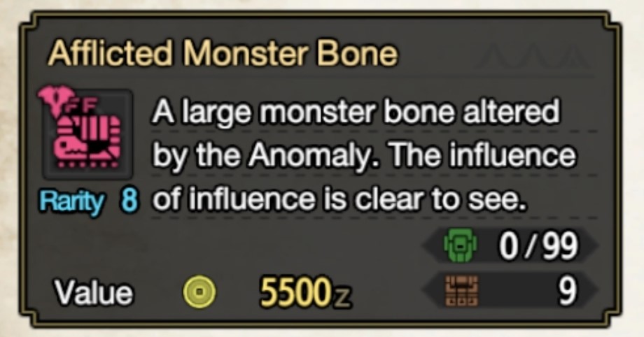Monster Hunter Rise Afflicted Materials: Monster Bone
