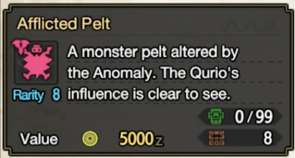 Monster Hunter Rise Afflicted Materials: Pelt