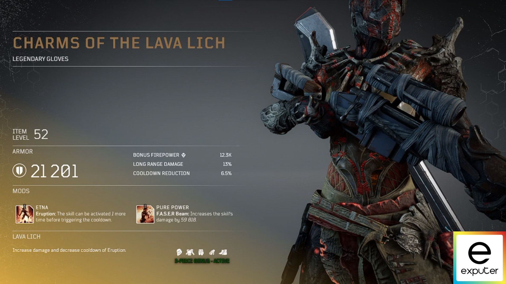 Lava Lich Armor Set's Charms in outriders.