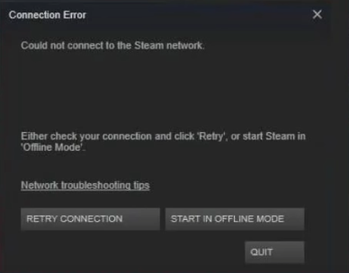 steam could not connect to steam network