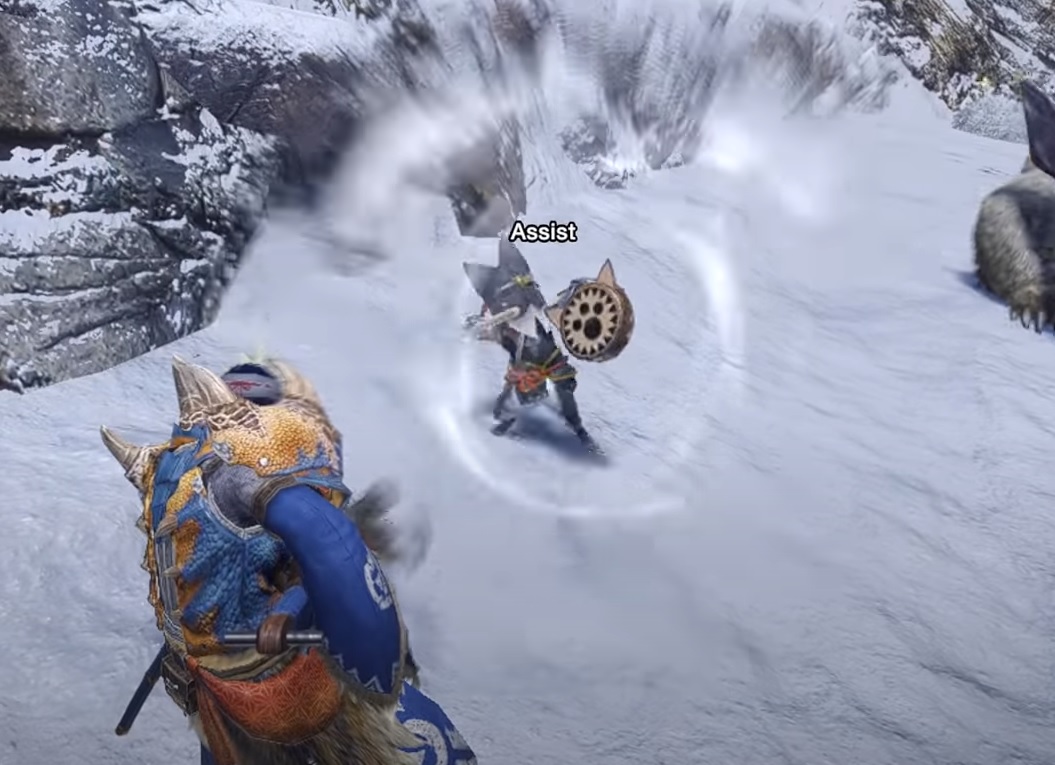 Level 10 move of Fighter Palico in Monster Hunter Rise.