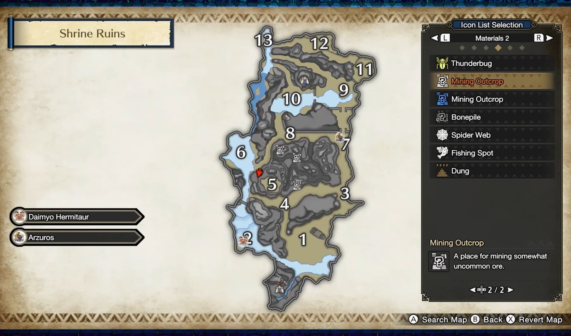 map of awegite locations in Monster Hunter Rise