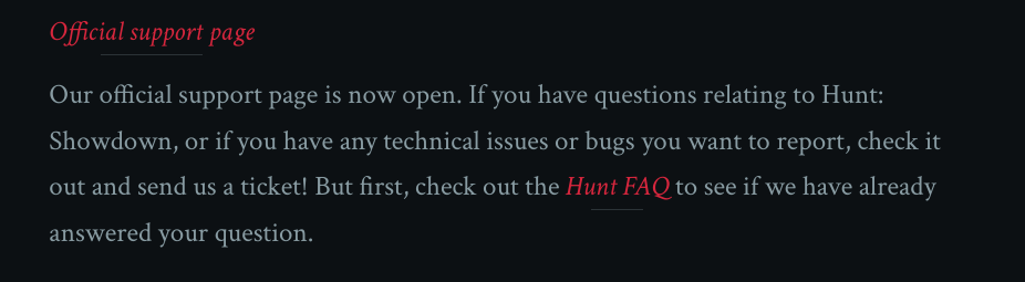Official Support for Hunt: Showdown