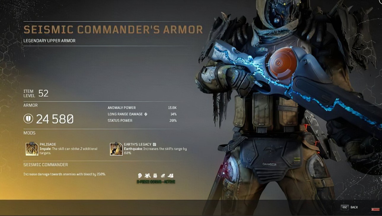 Seismic Commander Set Armor in Outriders