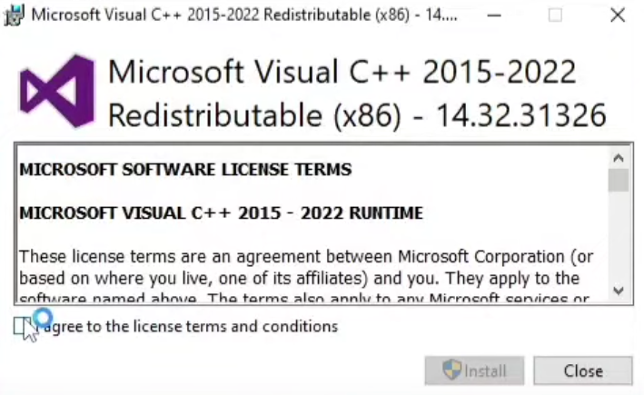 Running the Setup of Microsoft Visual Studio C++