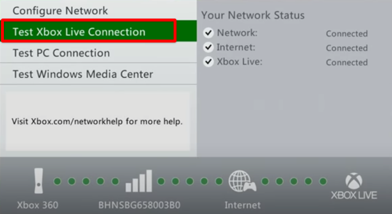 Testing Xbox Live Connection