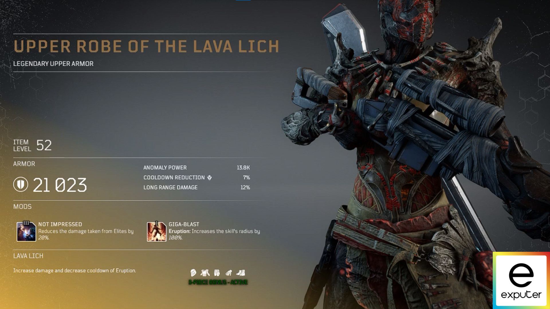 Lava Lich Armor Set's upper robes in Outriders.
