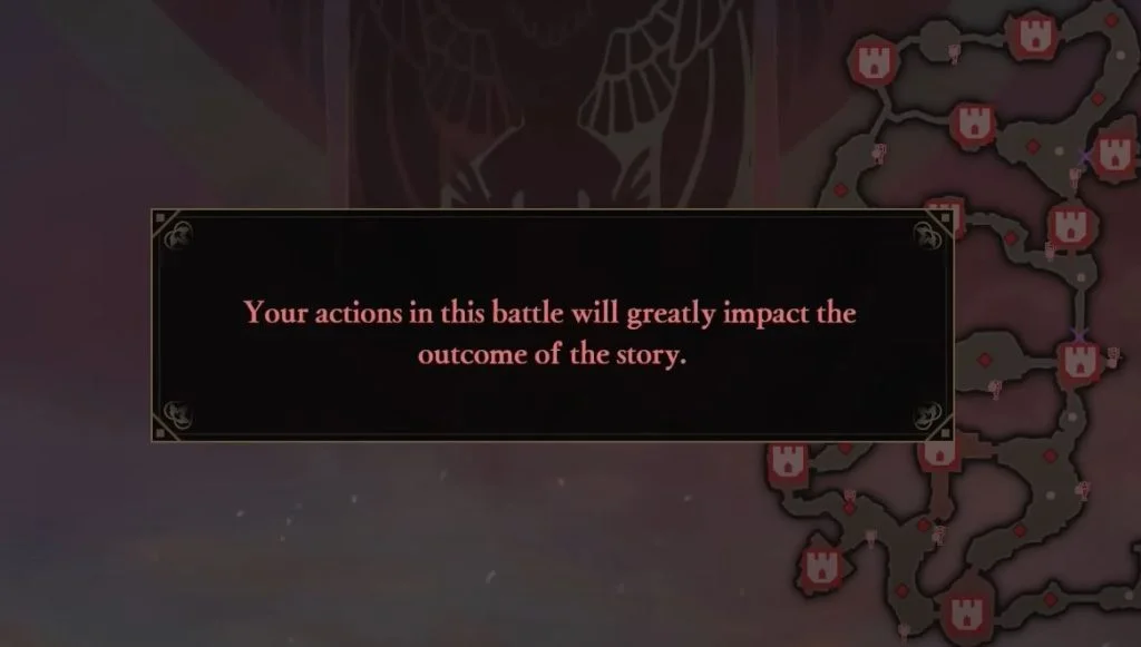 Warning message at the start of the battle