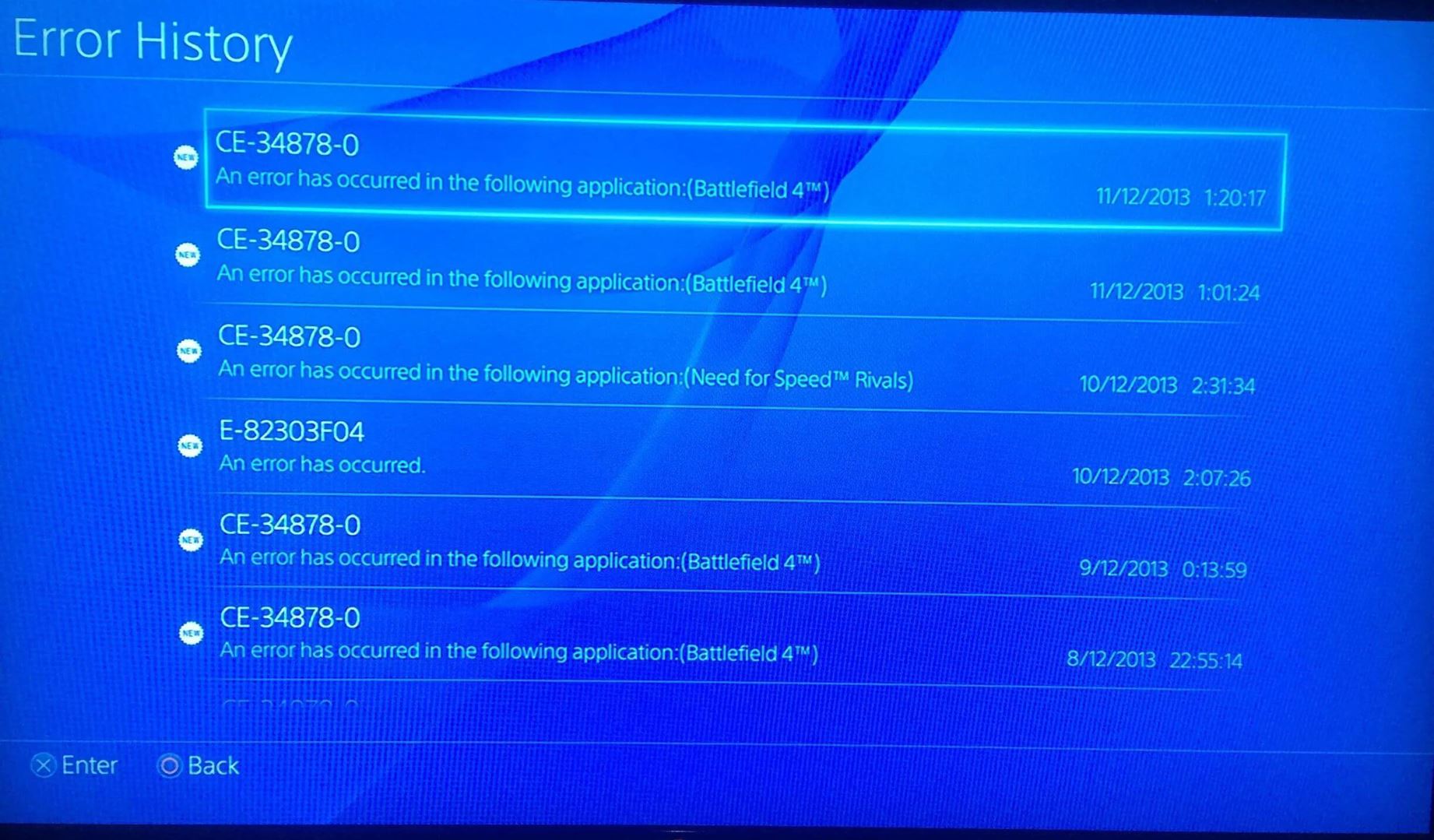 PS4 error codes