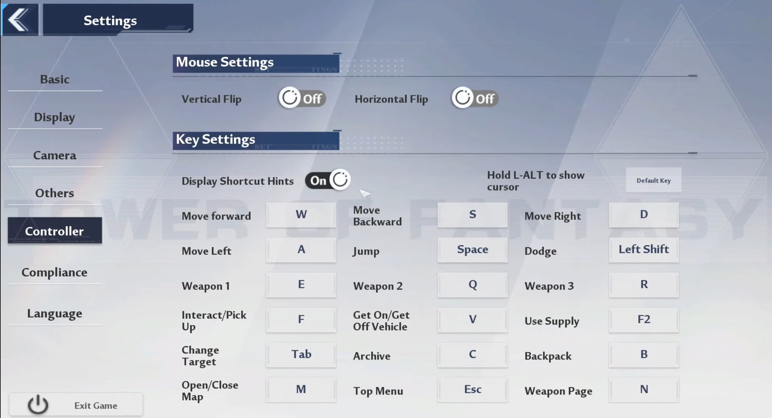 Mouse and Keyboard Settings